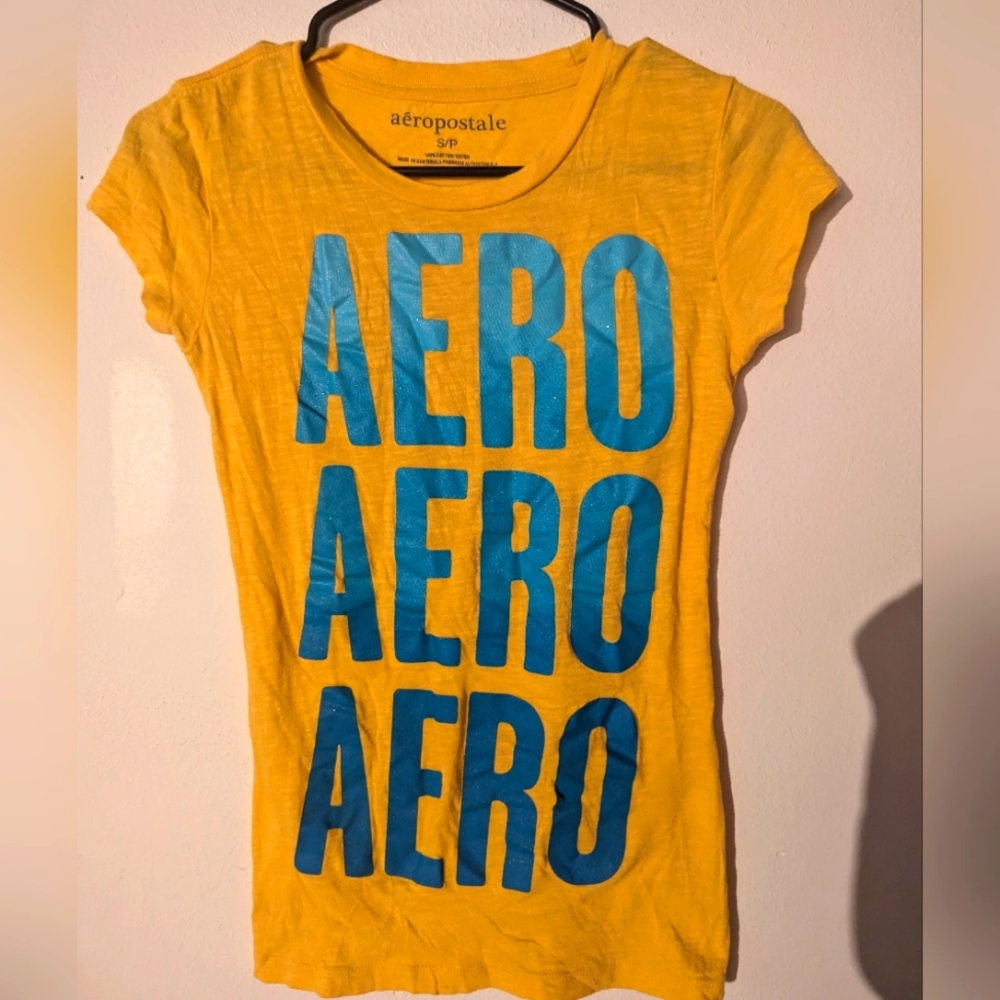 Aeropostale Kids Yellow and Blue Graphic Tee